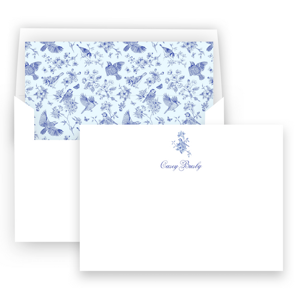 Vintage Botanical Blue Toile Lined Women's Stationery