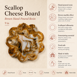 Scallop Cheese Board | Brown Hand-Poured Resin | 9 Inch