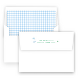 FORE! Watercolor Blue Gingham Golf Birthday Party Invitation