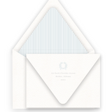 Boy's Blue Vintage Wreath with Bow Birth Announcement