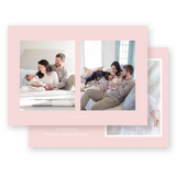 Girl's Pink Botanical Crest Landscape Birth Announcement