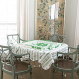 Fenwick and Fields Scalloped Square Table Topper | Boxwood Garden Sage