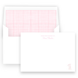 Pink Watercolor Bunny with Scallop Border Baby Stationery