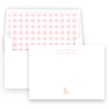 Pink Watercolor Bunny with Bow Baby Stationery