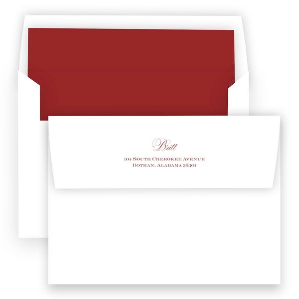 Red Classic Calligraphy with Simple Border "Merry Christmas" Portrait Holiday Card