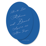 Classic Blue with Rose Floral Print Oval Save The Date Invitation