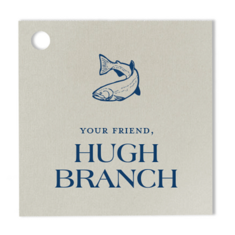 Custom Gray and Navy Square Fish Foil Gift Tag