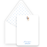 Blue Watercolor Deer with Bow Baby Stationery
