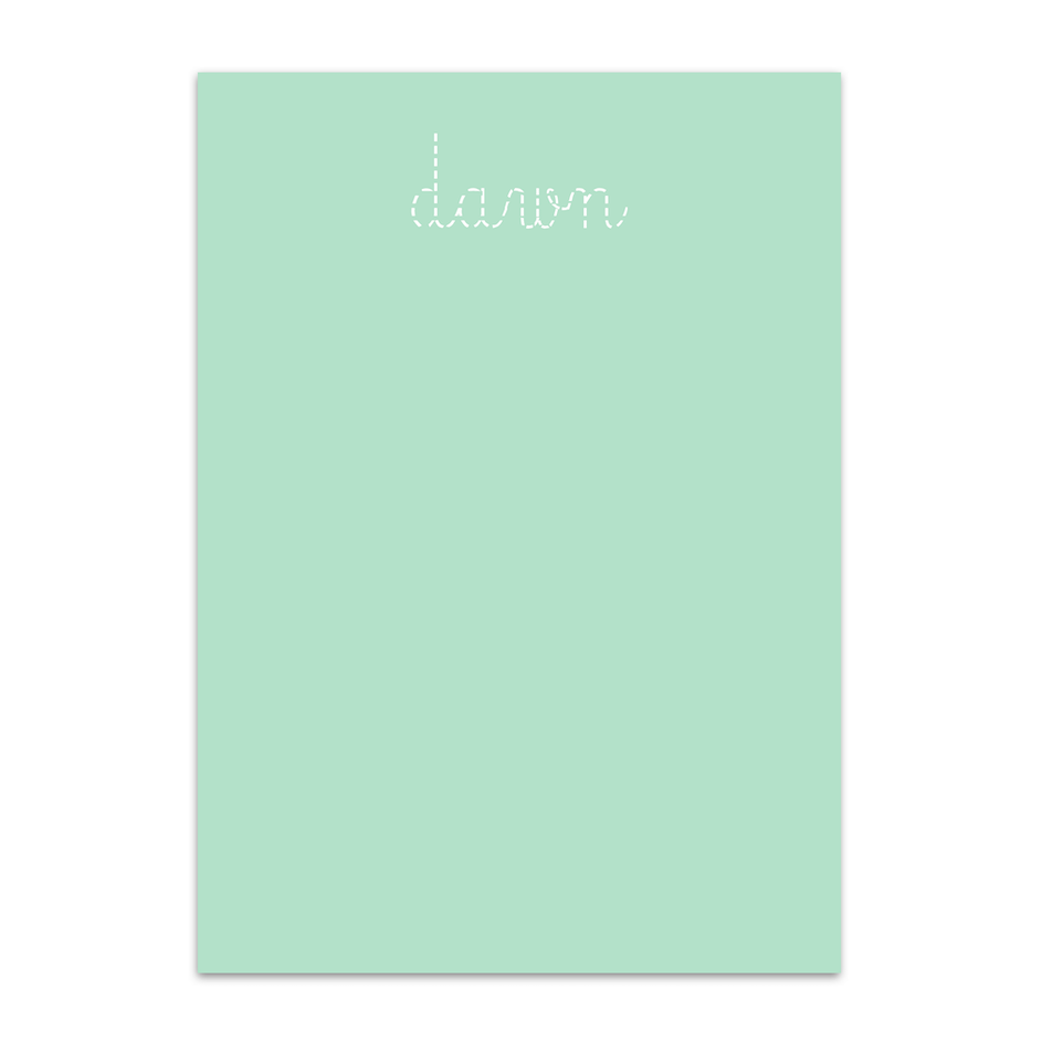 Girl's Mint Dashed Font Custom Notepad
