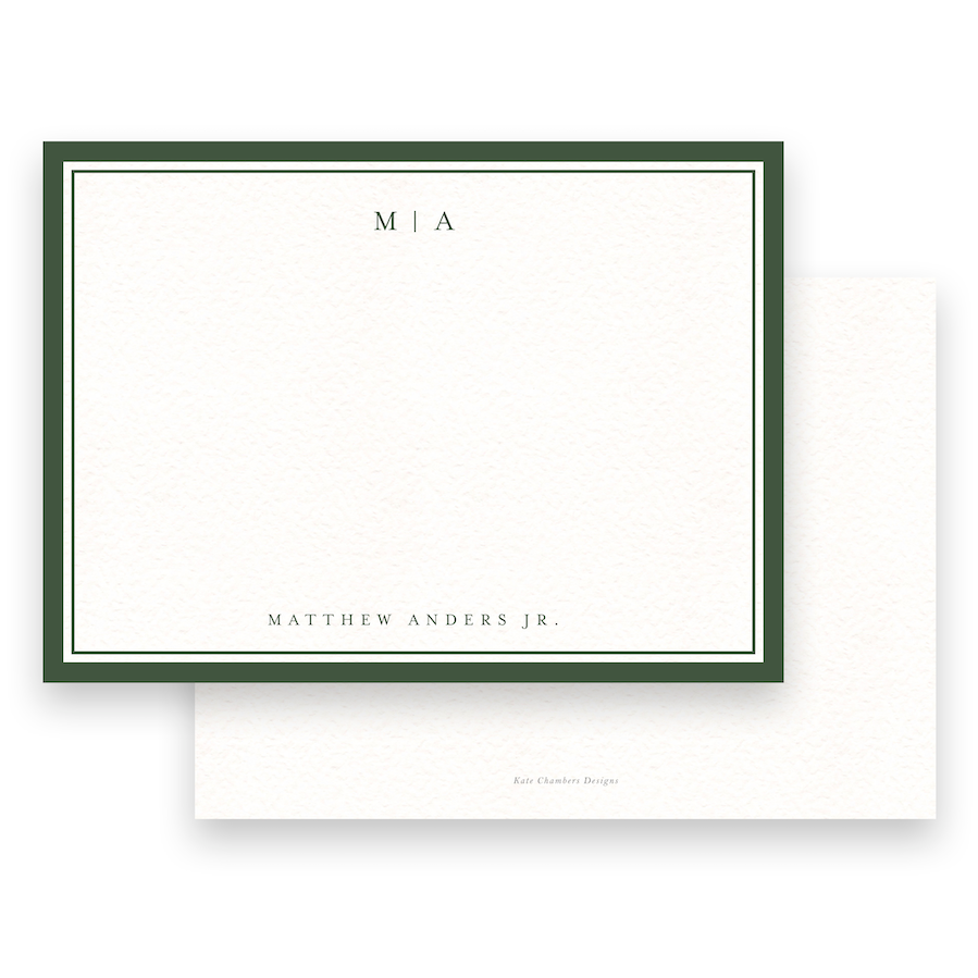 Men's Green Modern Logo with Double Border Stationery