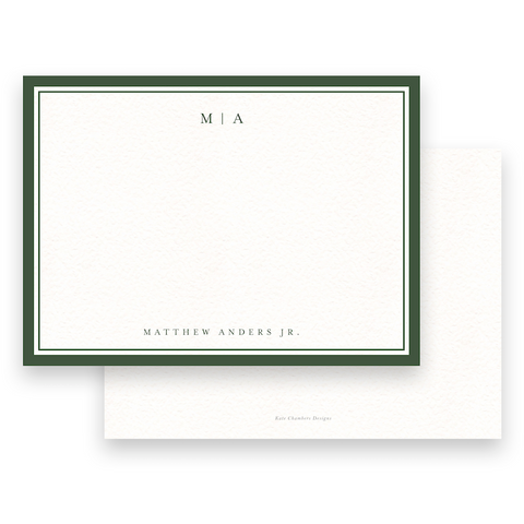 Men's Green Modern Logo with Double Border Stationery