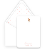 Pink Watercolor Deer with Bow Baby Stationery