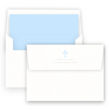 Baby Blue Simple Border with Cross Baptism Invitation