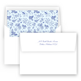Vintage Botanical Blue Toile Lined Women's Stationery