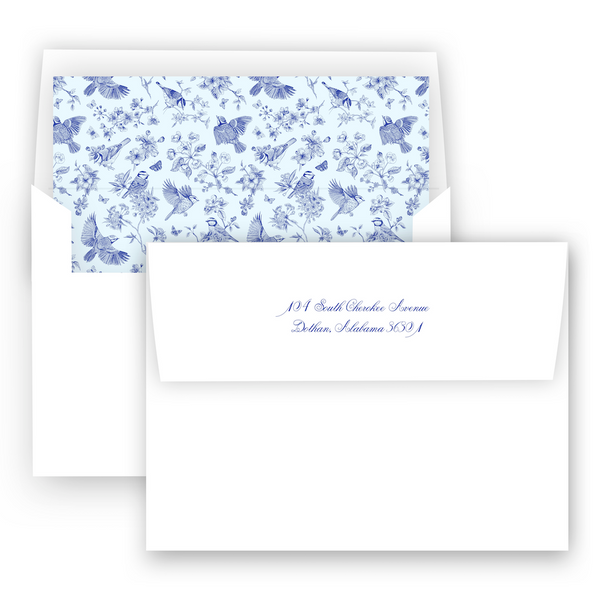 Vintage Botanical Blue Toile Lined Women's Stationery