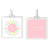 Girl's Pastel Colored Pencil Square Laminated Bag Tag