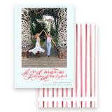 Watercolor Red Calligraphy Paint Brushed Script with stripes Portrait Custom Holiday Card