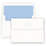 Blue & Grey Simple Cross with Detail Border Baptism Invitation