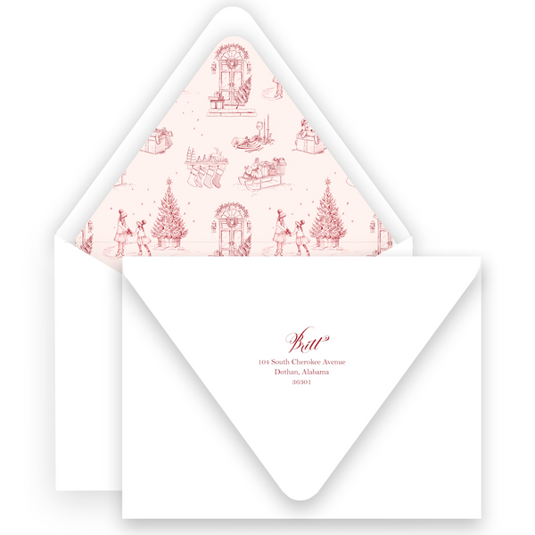 Green & Pink Holiday Scenes Holiday Invitation