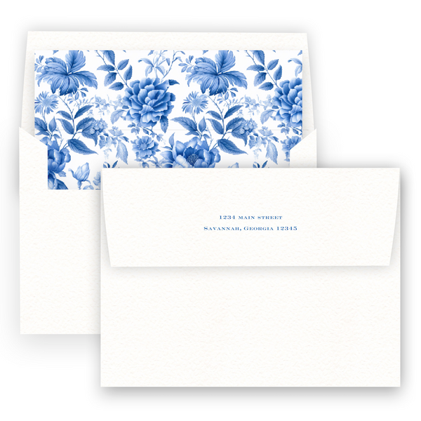 Classic Blue with Rose Floral Rehearsal Dinner Invitation