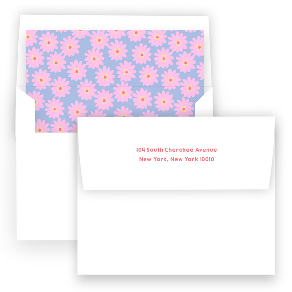 Girl's Ditsy Flowers Wavy Die Cut Border Stationery