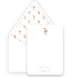 Pink Watercolor Deer with Bow Baby Stationery
