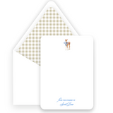 Blue Watercolor Deer with Bow Baby Stationery