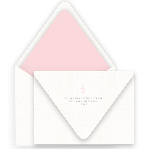 Pink & Grey Simple Cross with Detail Border Baptism Invitation