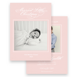 Script Pink "Merriest Little Christmas" Portrait Holiday Card
