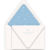 Natural and Blue Classic Calligraphy "Merry, Merry, Merry" Landscape Holiday Card