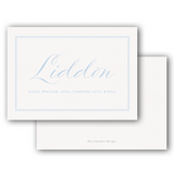 Simple Pale Blue Script Landscape Family Enclosure Card
