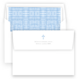 Blue Classic Cross with Watercolor Gingham Baptism Invitation