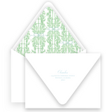 Watercolor Green Garland with Blue Ornaments Portrait Holiday Card
