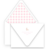 Pink Watercolor Bunny with Bow Baby Stationery