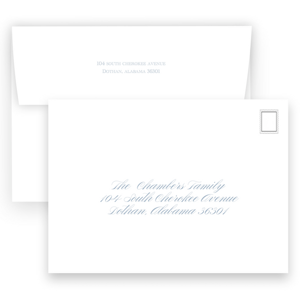 Simple Slate Blue Decorative Cross Baptism Invitation