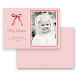 Red & Pink Border with Mistletoe Garland Landscape Holiday Card