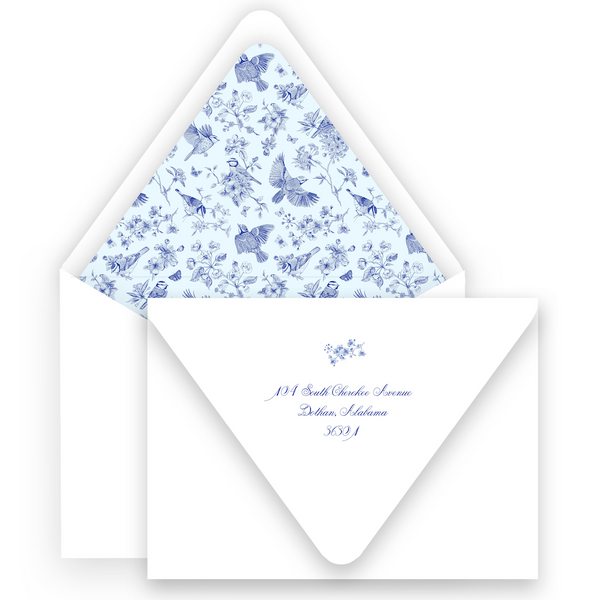 Vintage Botanical Blue Toile Lined Women's Stationery