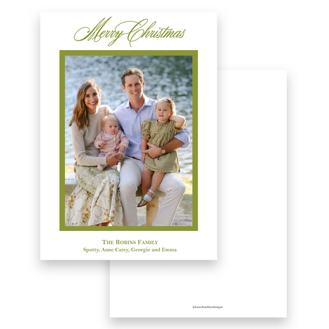 Simple Classic Green Border Portrait Holiday Card