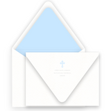 Baby Blue Simple Border with Cross Baptism Invitation