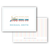 Watercolor Blue Train with Dashed Back and & Border Enclosure Card