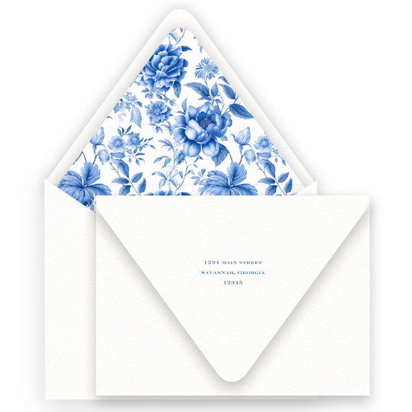 Classic Blue with Rose Floral Rehearsal Dinner Invitation