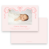 Vintage Pink with Coral Bow "Merriest Little Christmas" Landscape Holiday Card