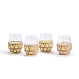 Two's Company Set of 4 Lattice Stemless Wine Glass