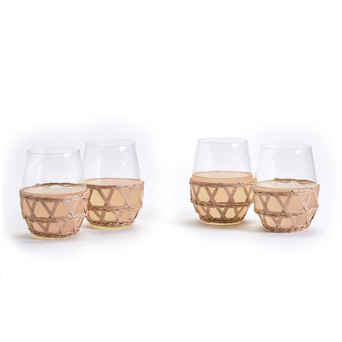 Set of 4 Lattice Stemless Wine Glass