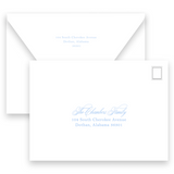 Boy's Blue Palm Monogram Wreath Birth Announcement