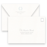 Boy's Blue Vintage Wreath with Bow Birth Announcement