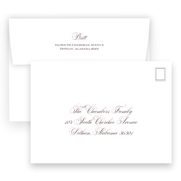 Blush Pink and Maroon Script "Joyeux Noel" Portrait Holiday Card