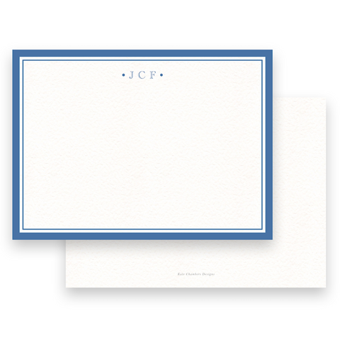Men's Royal Blue Monogram with Double Border Stationery