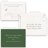 Green Simple Script Logo Chinoiserie Wedding Invitation