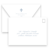 Simple Slate Blue Decorative Cross Baptism Invitation